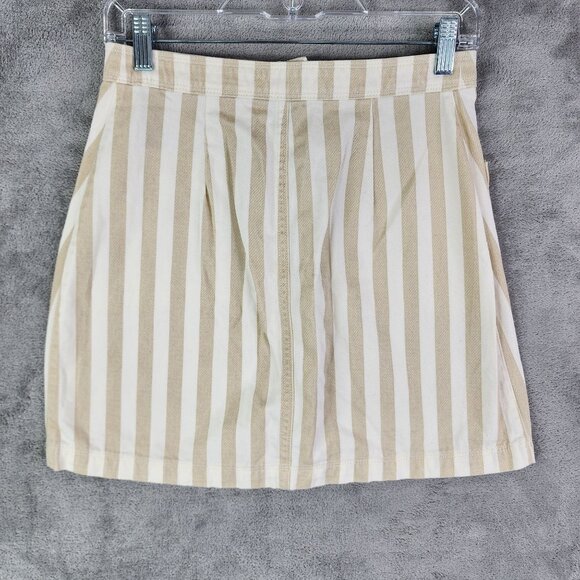 Women's Old Navy Beige & White Striped Button-Front Skirt Size 2 - Picture 6 of 9